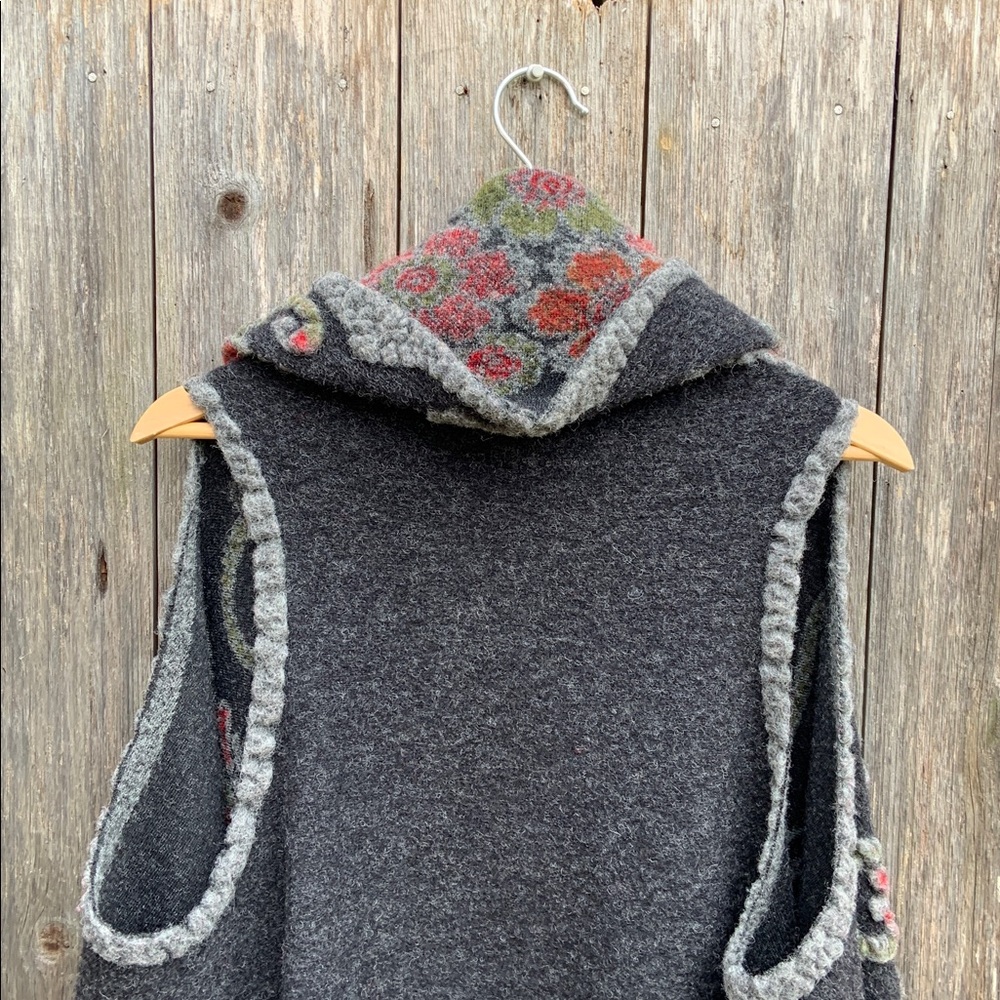 Vintage Concept Wool Floral Waterfall Cardigan Small - Picture 6 of 8